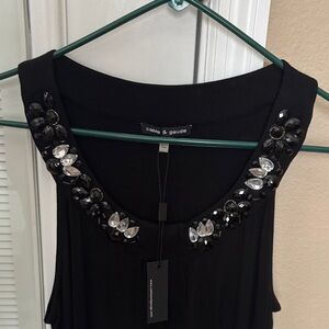 Cable & Gauge Black Top with Jewel Accents
